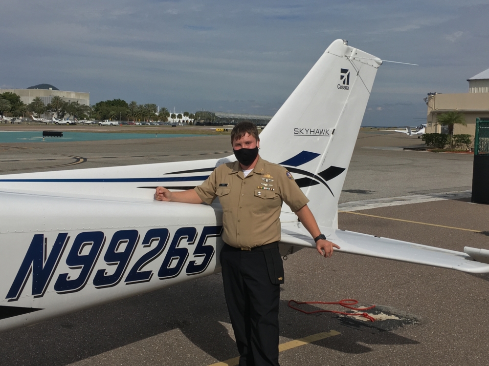 Roman Stott '21 earns solo flight endorsement